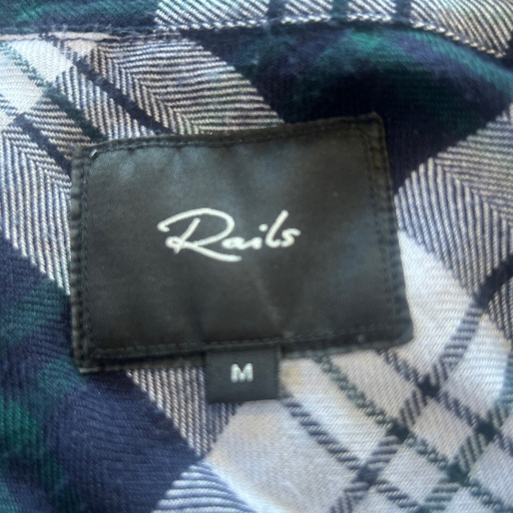 Rails Dylan Plaid Button Shirt Medium Blue Grunge Indie Western Retro Y2k 90s - Picture 10 of 13